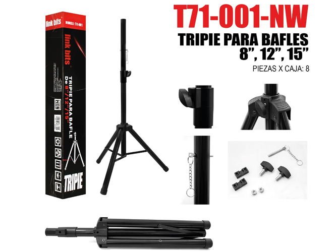tripie link bits t71-001, tornillo para fijar posicion, altura max 127.5cm, altura mi­n 71cm, altura stand 45cm, diametro del tubo 35mm