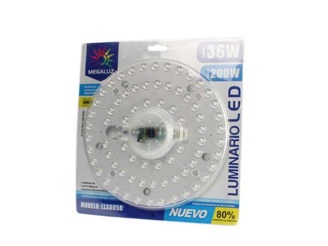 LUMINARIO LED S05W30, ilumina 150w, 23cm de diámetro, fácil instalación.