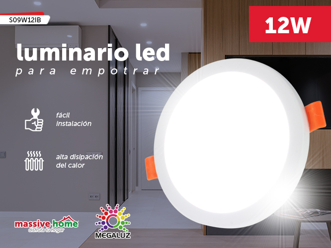 luminaria led llp008 s09w12ib, 12w, 12cm de diA�metro, circular, para empotrar