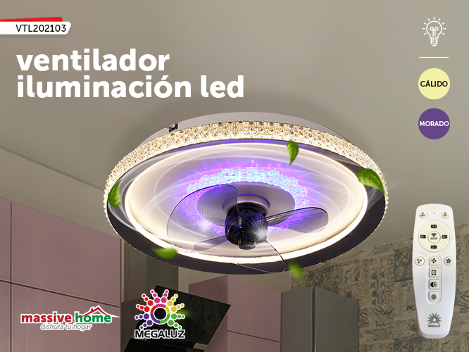 VENTILADOR DE TECHO CON LAMPARA  LED VTL202103